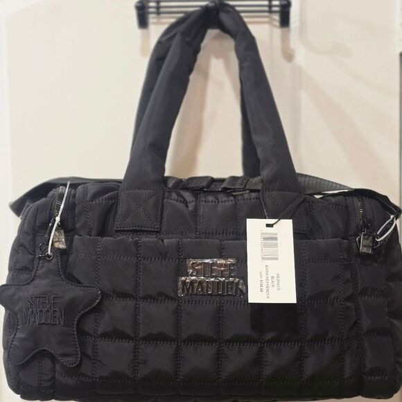 Steve Madden BAria Quilted Weekender Bag- Black - Picture 3 of 9